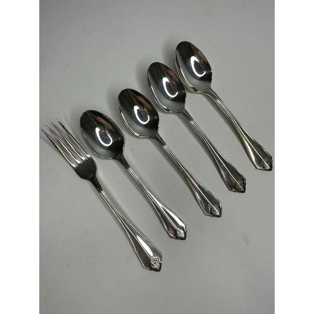 1881 Rogers Oneida King‎ James Silver Plate Flatware 5 PC fork Spoon Replacement